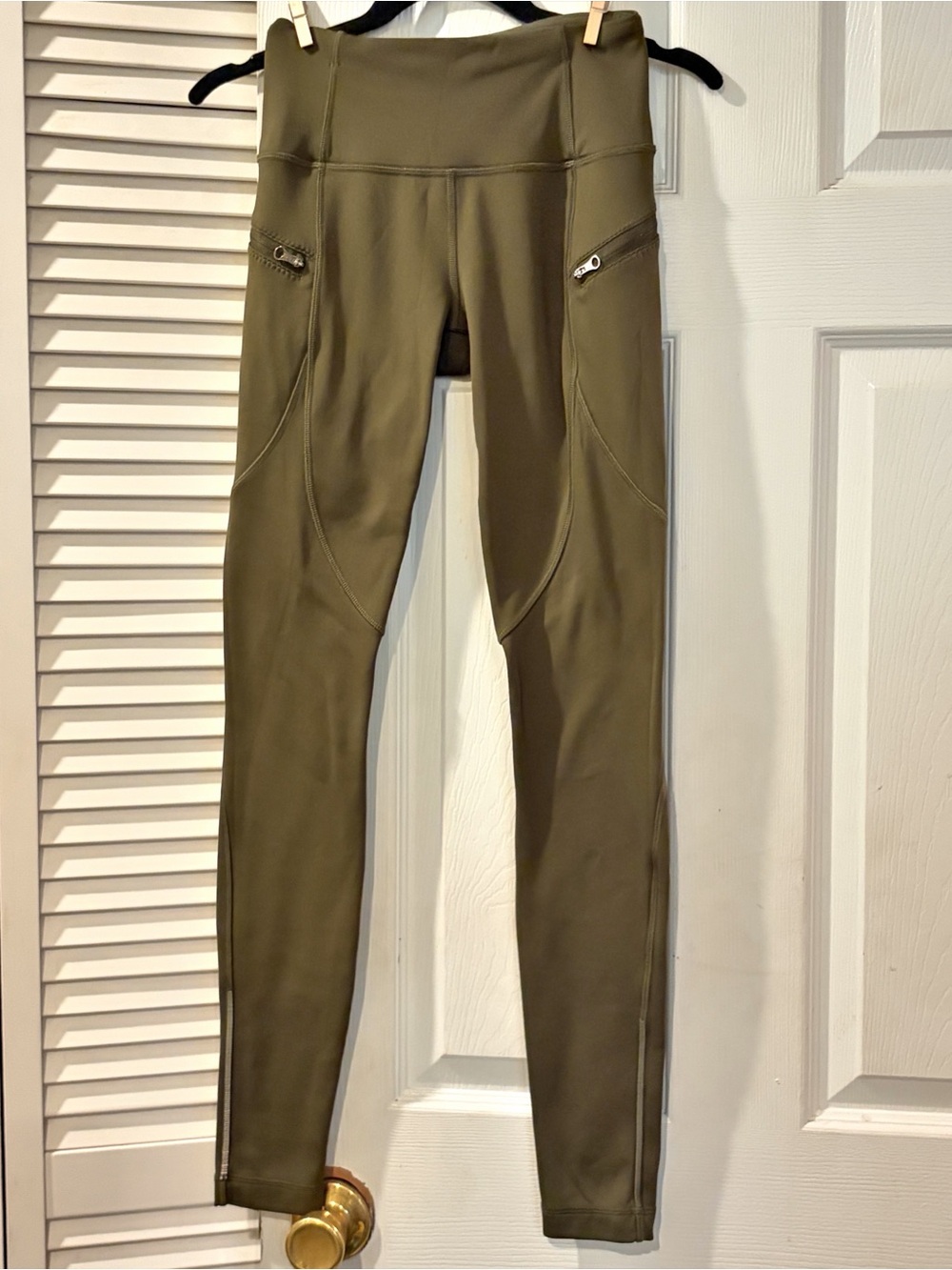 Lululemon First Mile Tech Tight Olive Military Green Fleece 4 Cool Weather Run
